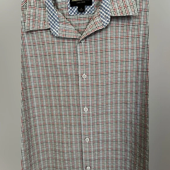 Johnston & Murphy Plaid Button Down Shirt Size L Holiday Occasion Casual Office - Picture 4 of 9